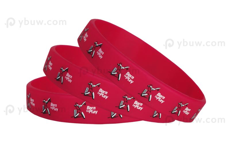Dark Red Printed Silicone Wristband-PW12ASO