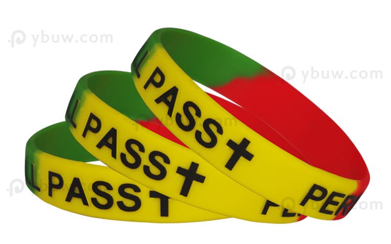 Green Embossed Printed Silicone Wristband-EPW12ASE