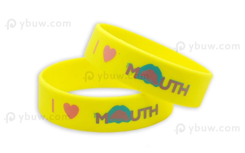 Neon Yellow Printed Silicone Wristband-PW19ASO
