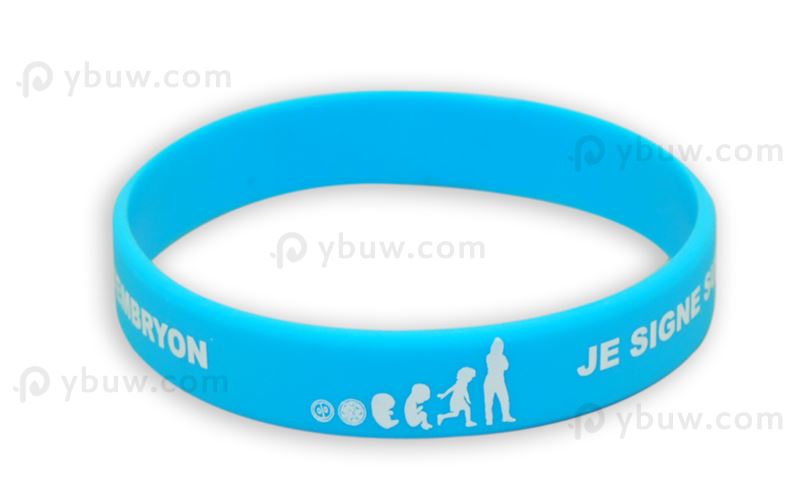 Light Blue Printed Silicone Wristband-PW12ASO