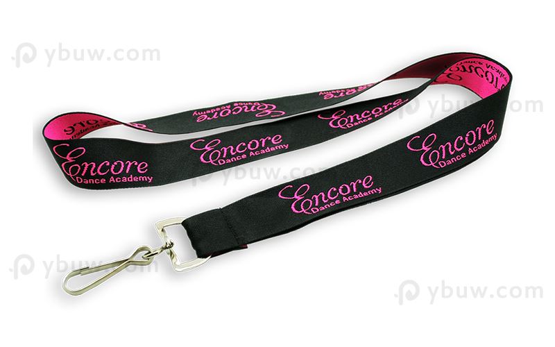 Black Custom Woven Lanyard-WL25bxS