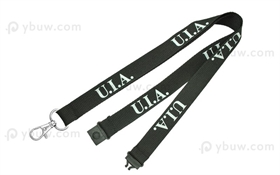 Black Polyester Lanyard-PL20cxLP