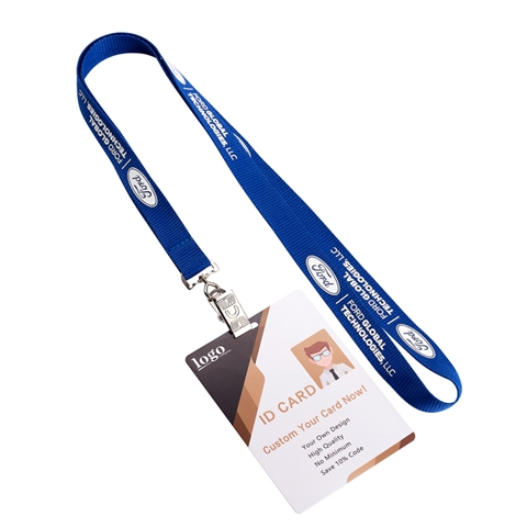 5/8”(15mm) Bulldog Clip Polyester Lanyards with Laminated ID Card-NE8Z