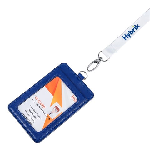 5/8"(15mm) Full Color Lanyards with Oval Hook and Leather Badge Holder-U7SN