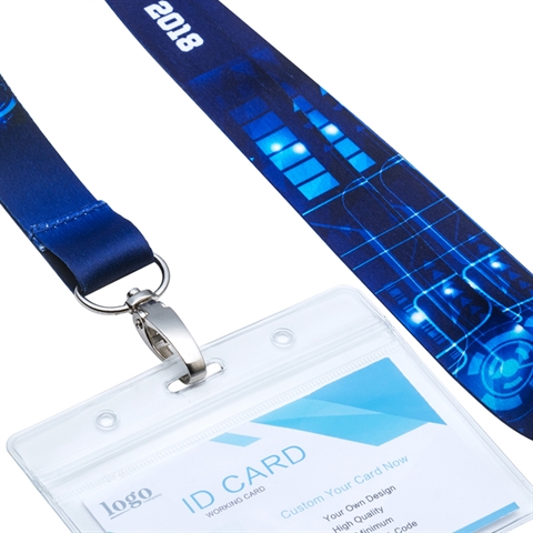 3/4''(20mm)  Full Color Lanyards with Oval Hook and ID Badge Holder-DDHY