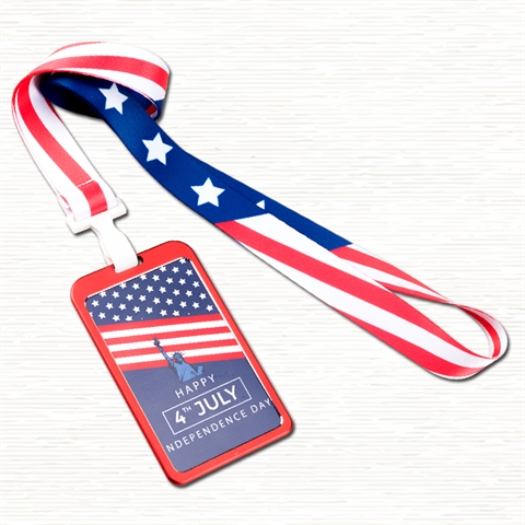 3/4"(20mm) US Flag Lanyard with Aluminium Badge Holder-6AP8